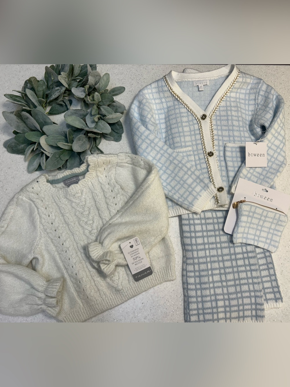 NWT Btween Girls 3 Piece Outfit Set + NWT Tahari Cable Knit Sweater Size 4T